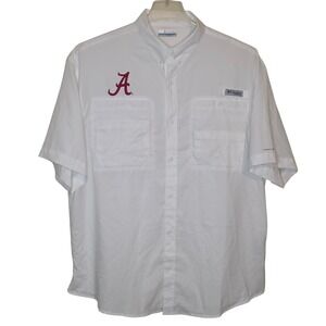 Columbia PFG White Short Sleeve Fishing Shirt University of Alabama Mens Large